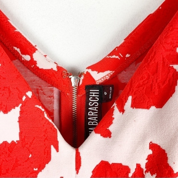 Yoana Baraschi Red Floral Body-Con Formal Cocktail Dress Sz 6 - Picture 6 of 9